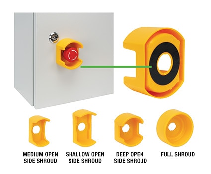 FMX PD22 Series Pilot Devices Shared Accessories Emergency Stop Shrouds 22MM Operators Only