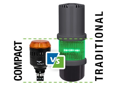 M22 Beacons Monolithic Design Compact VS Traditional