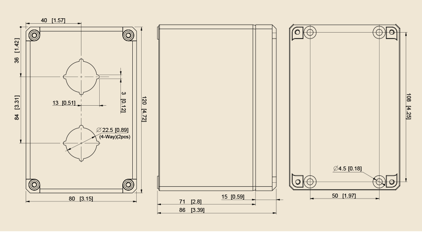 ENSTO UL Type 4X Polycarbonate Pushbutton Enclosures 22mm 2 Hole Dimensions ENSTO UL Type 4X Polycarbonate Pushbutton Enclosures 22mm 2 Hole Dimensions