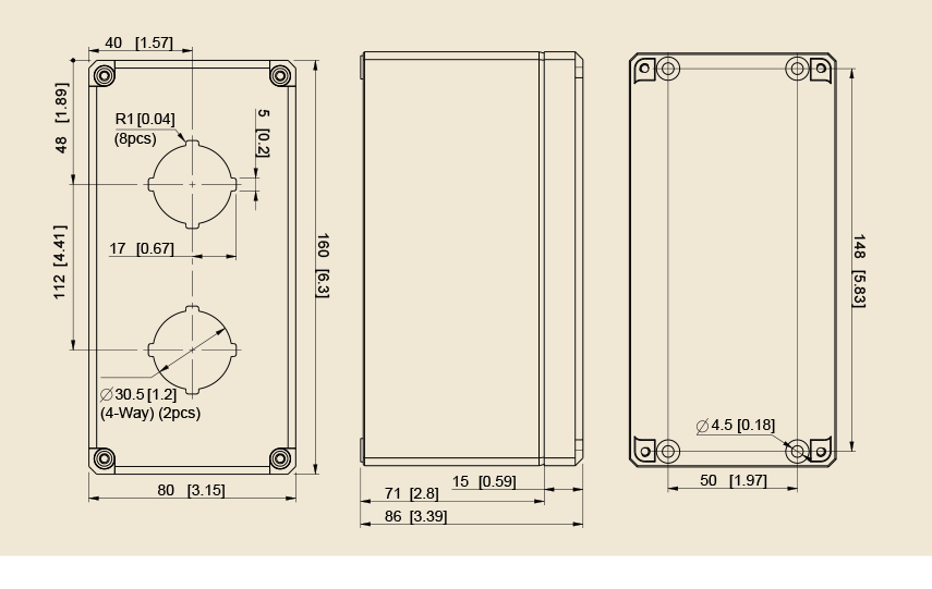 ENSTO UL Type 4X Polycarbonate Pushbutton Enclosures 30mm 2 Hole Dimensions ENSTO UL Type 4X Polycarbonate Pushbutton Enclosures 30mm 2 Hole Dimensions