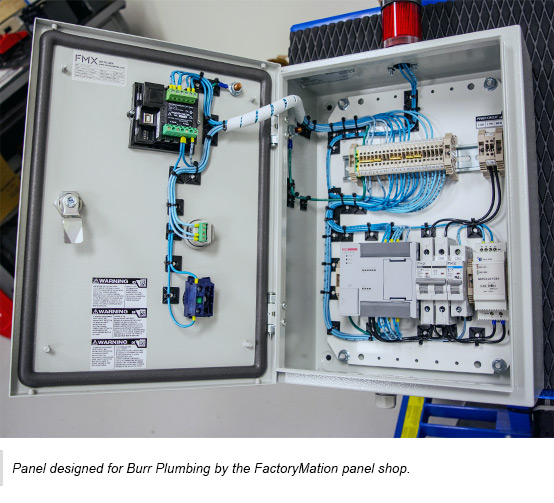 Panel design for Burr Plumbing by the FactoryMation panel shop.