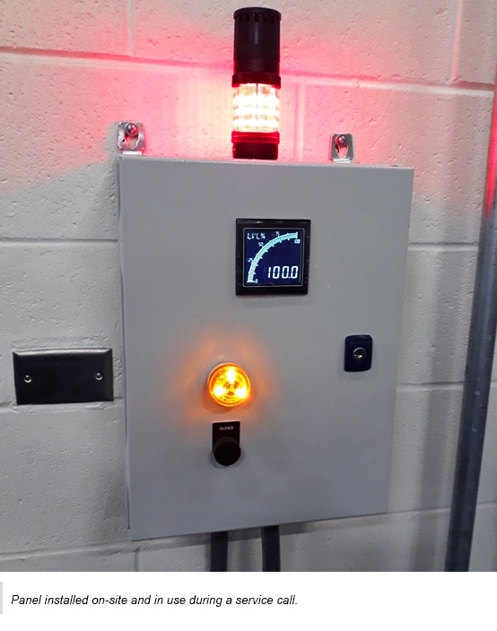 Panel installed on-site and in use during a service call.
