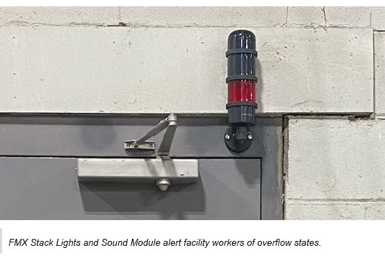 FMX Stack Lights and Sound Module alert facility workers of overflow states.