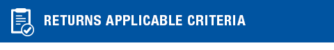 Returns Applicable Criteria Returns Applicable Criteria
