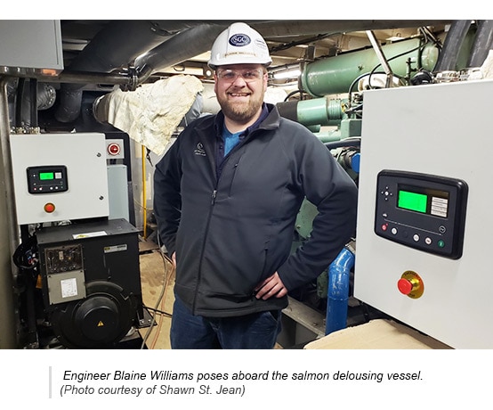 Engineer Blaine Williams aboard the salmon delousing vessel