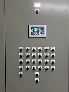 Panel controlling water treatment and release at cell phone manufacturing facility