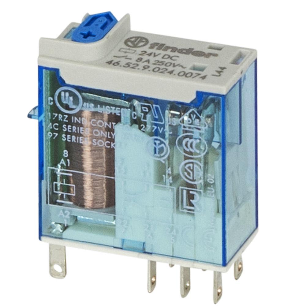 46.52.9.024.0074, Miniature Industrial Relay, DPDT, 8A, 24V DC