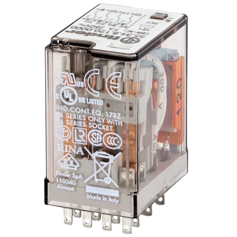 55.34.8.120.0000, Industrial Plug-in Relay, 4PDT, 7A, 120V AC coil