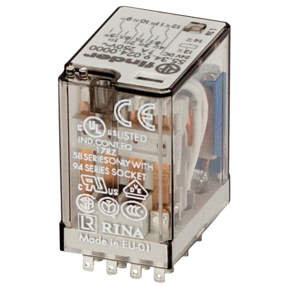 55.34.9.024.0000, Industrial Plug-in Relay, 4PDT, 7A, 24V DC coil
