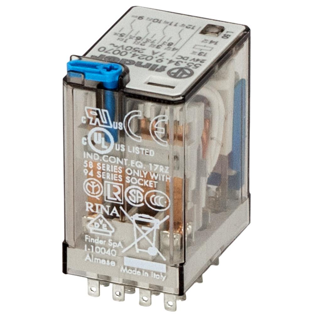 55.34.9.024.0070, Industrial Plug-in Relay, 4PDT, 7A, 24V DC coil
