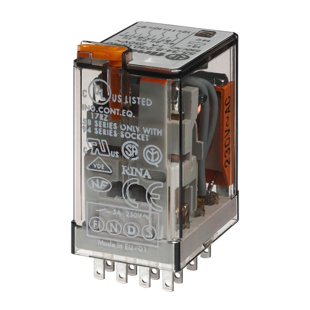 55.34.9.024.0080-10PK, Industrial Plug-in Relay, 4PDT, 7A, 24V DC