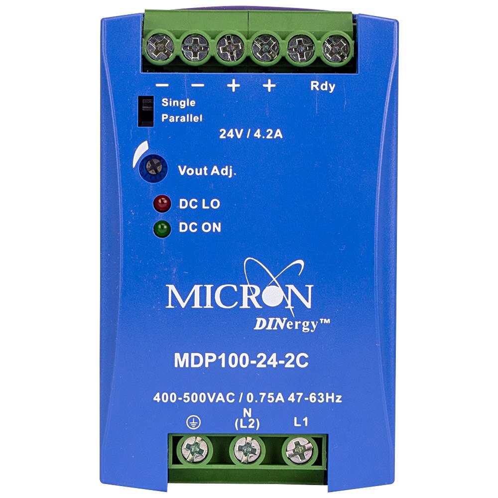 400-500VAC Input 24VDC 100W Output MICRON MDP100-24-2C DINergy Power Supply