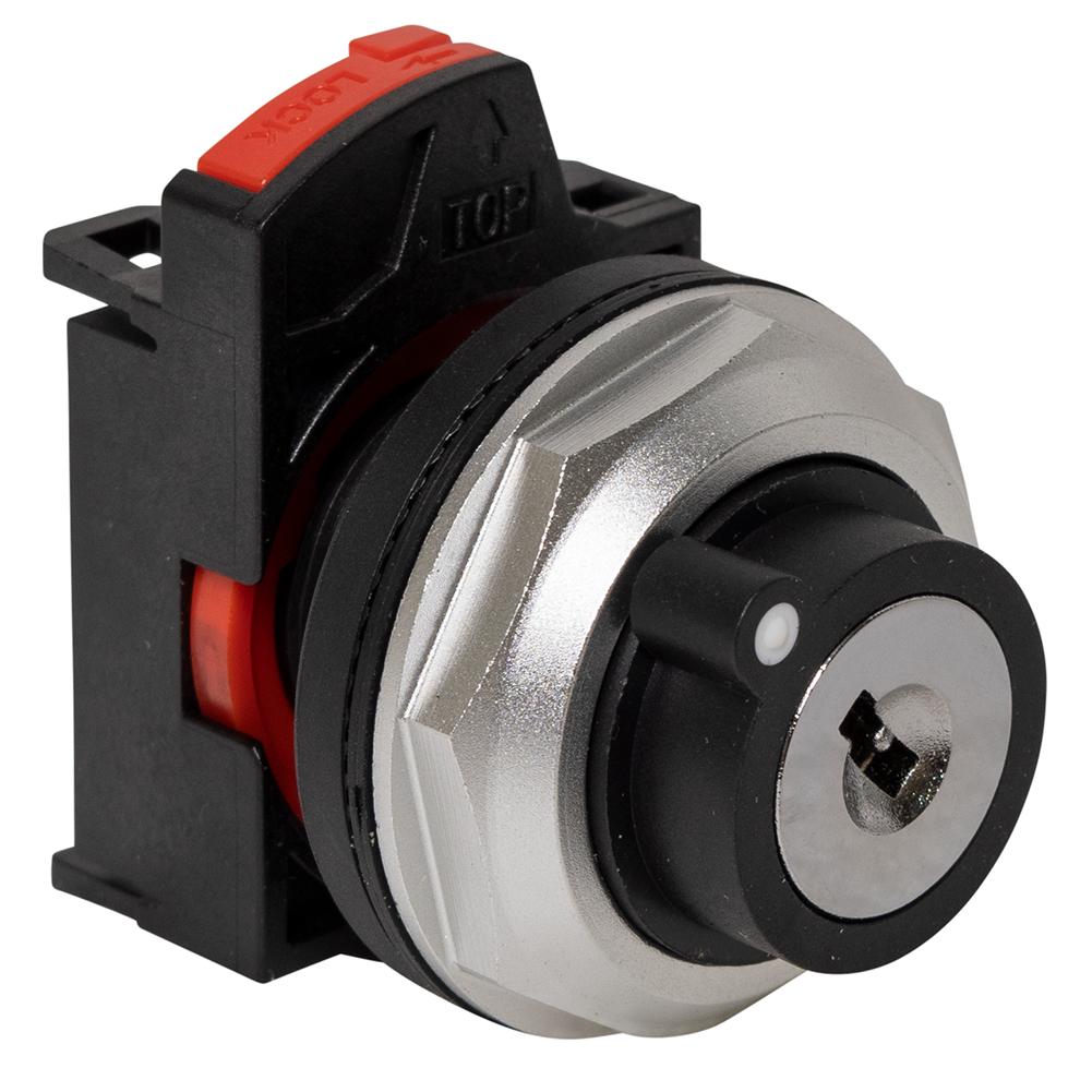 PD30-S4444-K2, 30mm Key Switch, 45 degree, 3 pos, Maintained